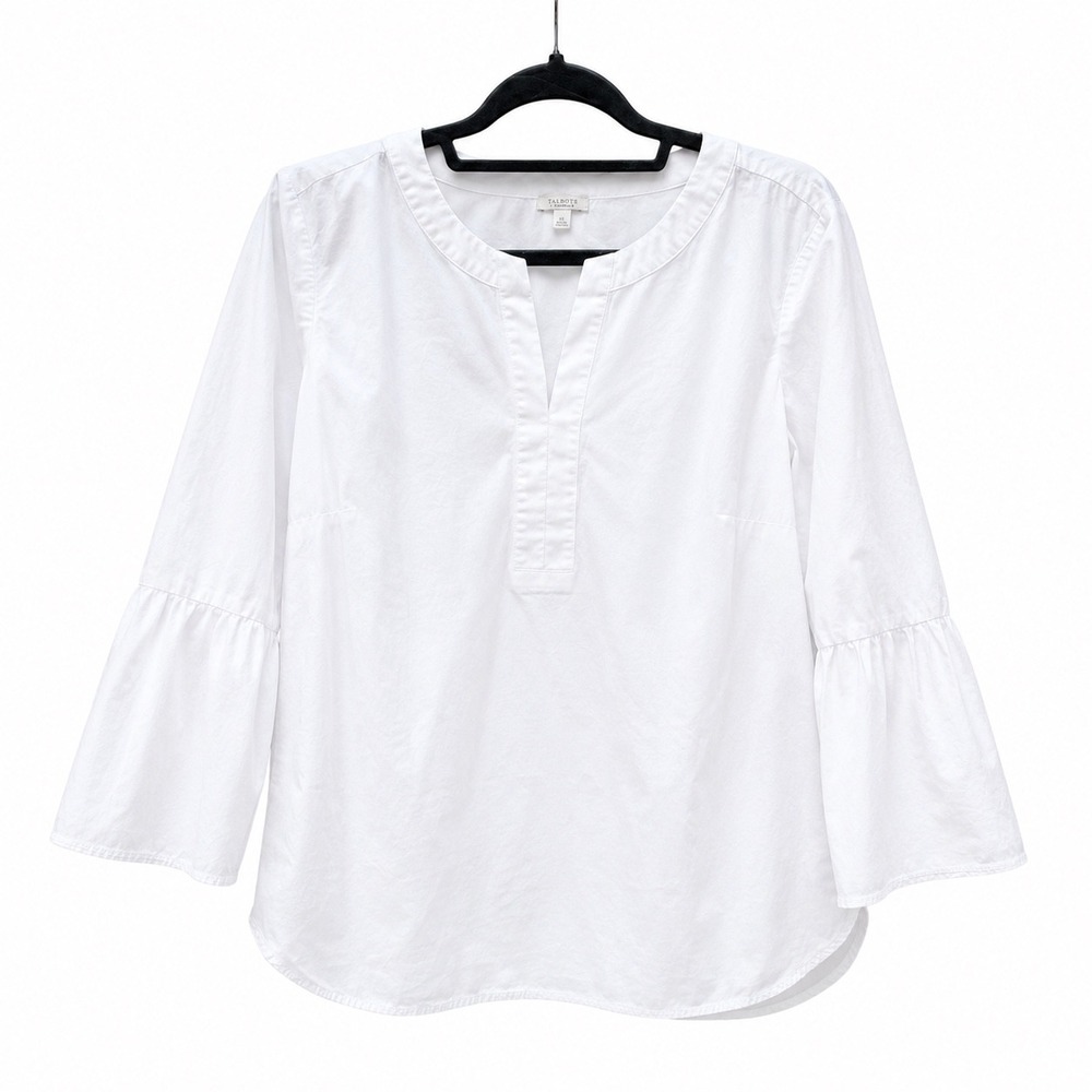 Talbots Womens Plus Size X Blouse White Cotton Beach Minimalist Coastal  Clean